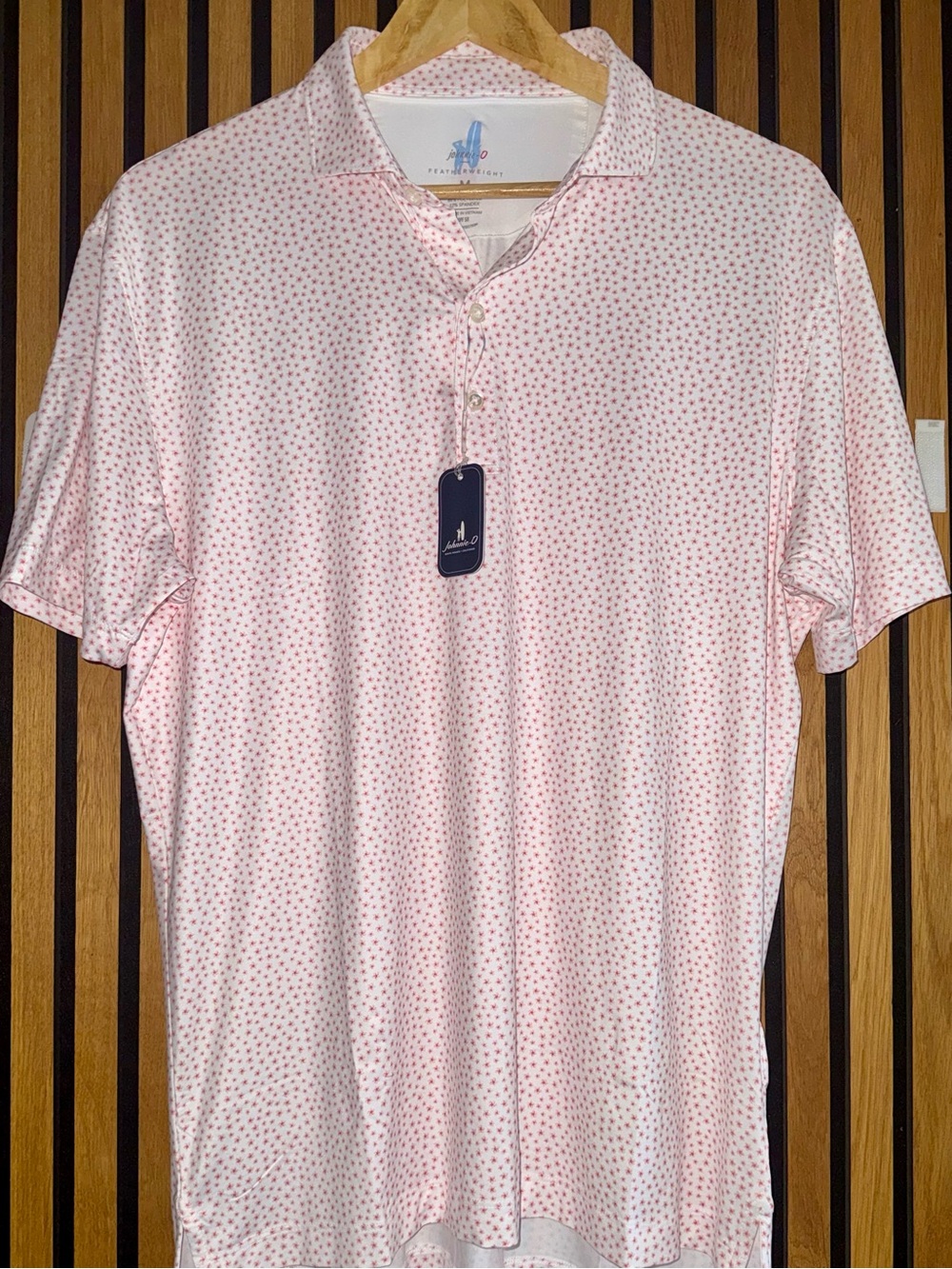 johnnie-O NWT "Plumeria" Featherweight Performance Polo in Azalea Micro-Floral
